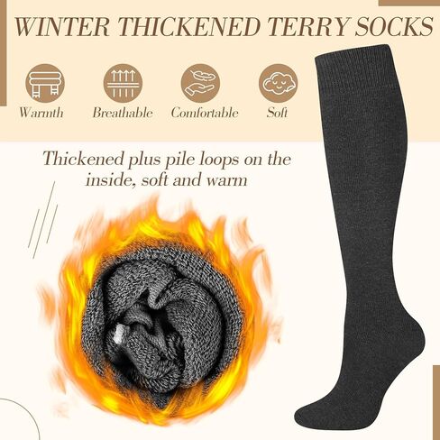 ramede 20 Pairs Warm Winter Knee High Socks Thick Socks Women Long Thermal Socks for Work Home Gift Favors in Kuwait