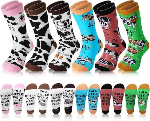 Jeyiour 6 Pairs Socks for Women Funny Cute Novelty Socks Unisex Crew Socks Animal Socks for Kids Adults Christmas Gifts in Kuwait