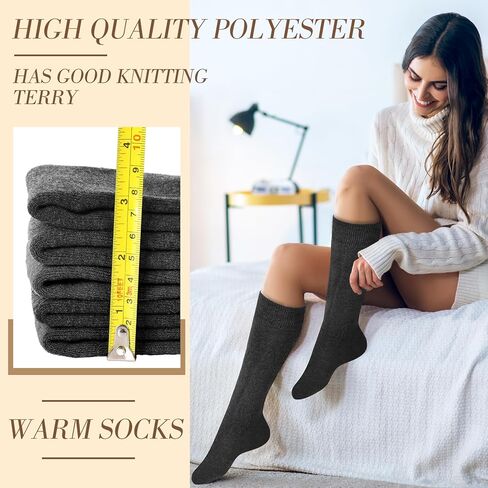 ramede 20 Pairs Warm Winter Knee High Socks Thick Socks Women Long Thermal Socks for Work Home Gift Favors in Kuwait