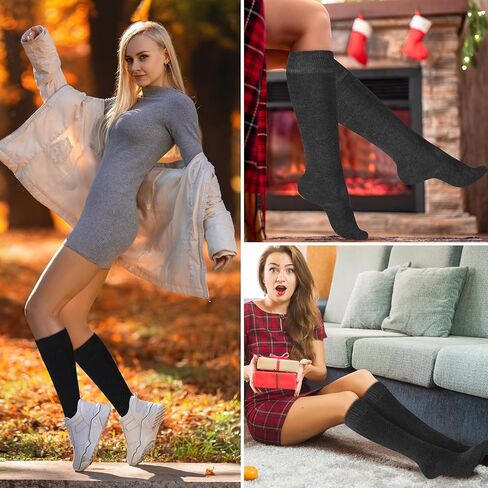 ramede 20 Pairs Warm Winter Knee High Socks Thick Socks Women Long Thermal Socks for Work Home Gift Favors in Kuwait