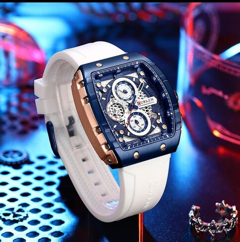 PASOY Luxury Chronograph Watches for Mens Rubber Strap Black Waterproof Date Analog Quartz Watch in Saudi Arabia