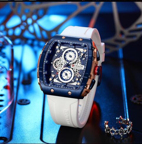 PASOY Luxury Chronograph Watches for Mens Rubber Strap Black Waterproof Date Analog Quartz Watch in Saudi Arabia
