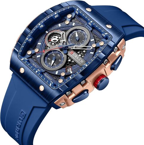 PASOY Luxury Chronograph Watches for Mens Rubber Strap Black Waterproof Date Analog Quartz Watch in Saudi Arabia