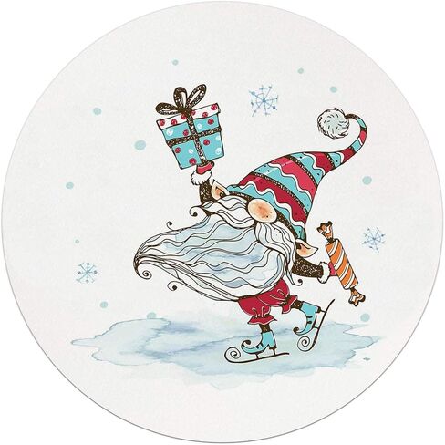 QUICQOD Christmas Winter Round Mouse Pads for Desk, Pink Santa Claus Portable Mouse Pad 8.7x8.7 Inches, Non-Slip Mousepads for Home Office Dorm Desk Decor Accessories, Teen Girls Gifts in Kuwait