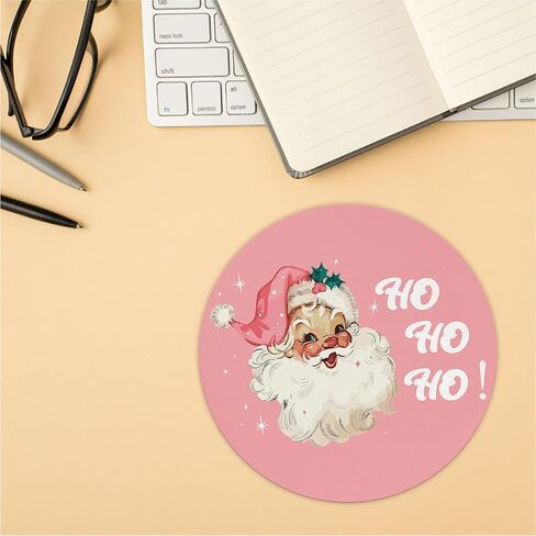 QUICQOD Christmas Winter Round Mouse Pads for Desk, Pink Santa Claus Portable Mouse Pad 8.7x8.7 Inches, Non-Slip Mousepads for Home Office Dorm Desk Decor Accessories, Teen Girls Gifts in Kuwait