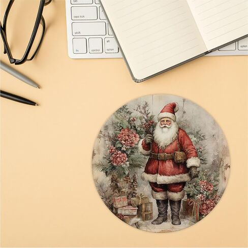 QUICQOD Christmas Winter Round Mouse Pads for Desk, Pink Santa Claus Portable Mouse Pad 8.7x8.7 Inches, Non-Slip Mousepads for Home Office Dorm Desk Decor Accessories, Teen Girls Gifts in Kuwait