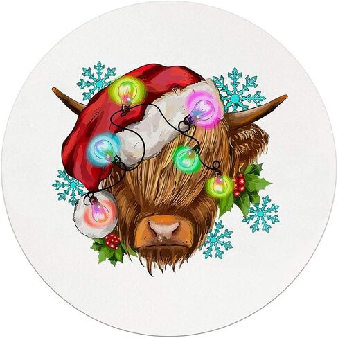 QUICQOD Christmas Winter Round Mouse Pads for Desk, Pink Santa Claus Portable Mouse Pad 8.7x8.7 Inches, Non-Slip Mousepads for Home Office Dorm Desk Decor Accessories, Teen Girls Gifts in Kuwait