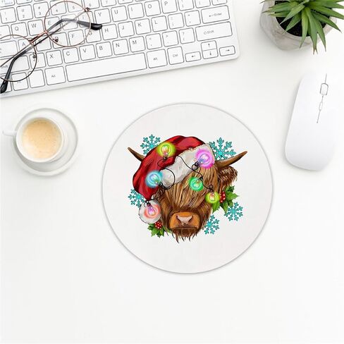 QUICQOD Christmas Winter Round Mouse Pads for Desk, Pink Santa Claus Portable Mouse Pad 8.7x8.7 Inches, Non-Slip Mousepads for Home Office Dorm Desk Decor Accessories, Teen Girls Gifts in Kuwait