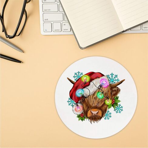 QUICQOD Christmas Winter Round Mouse Pads for Desk, Pink Santa Claus Portable Mouse Pad 8.7x8.7 Inches, Non-Slip Mousepads for Home Office Dorm Desk Decor Accessories, Teen Girls Gifts in Kuwait