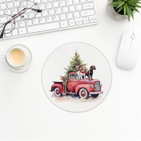 QUICQOD Christmas Winter Round Mouse Pads for Desk, Pink Santa Claus Portable Mouse Pad 8.7x8.7 Inches, Non-Slip Mousepads for Home Office Dorm Desk Decor Accessories, Teen Girls Gifts in Kuwait