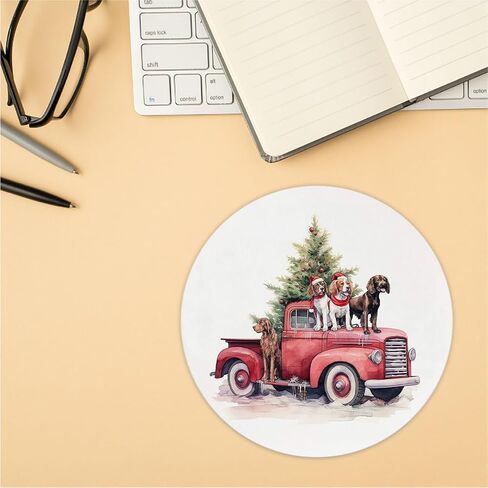 QUICQOD Christmas Winter Round Mouse Pads for Desk, Pink Santa Claus Portable Mouse Pad 8.7x8.7 Inches, Non-Slip Mousepads for Home Office Dorm Desk Decor Accessories, Teen Girls Gifts in Kuwait