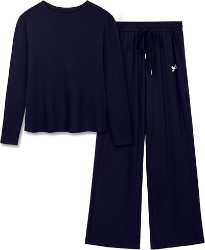 Ficerd Women's 2 Piece Casual Outfits 2024 Long Sleeve Lounge Sets Crew Neck Pullover Tops Long Pants with Pockets Tracksuit in Kuwait