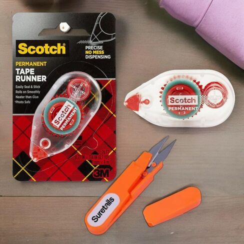 Double Sided Tape Runner, 26Ft - Easy Application Tape Roller for Crafts, Bundle Embroidery Scissors - Adhesive Tape Roller for Precise Gift Wrapping, Scrapbooking [Pack of 3] in Saudi Arabia