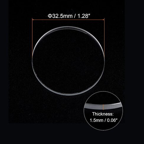 HARFINGTON Watch Clear Crystal Lens Glass 32.5mm Dia. 1.5mm Thick Round Flat Mineral High Transmittance Watch Glass Replacement Part for Watchmaker Repair in Saudi Arabia