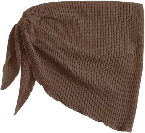 Women's Knot Side Mesh Sheer Summer Bikini Cover Up Skirt in Kuwait