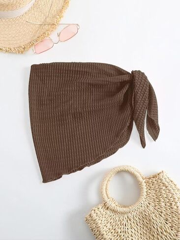 Women's Knot Side Mesh Sheer Summer Bikini Cover Up Skirt in Kuwait