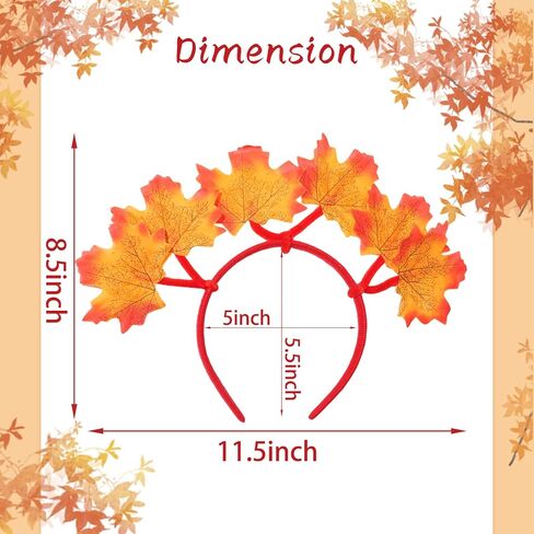 Fall Maple Leaf Headband Artificial Autumn Leaves Hair Bands Fall Leaf Hair Accessories for Women Orange Yellow in Kuwait