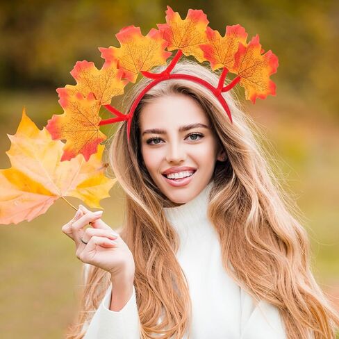 Fall Maple Leaf Headband Artificial Autumn Leaves Hair Bands Fall Leaf Hair Accessories for Women Orange Yellow in Kuwait
