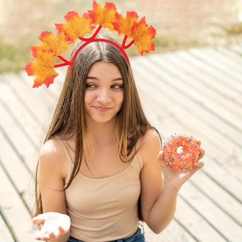 Fall Maple Leaf Headband Artificial Autumn Leaves Hair Bands Fall Leaf Hair Accessories for Women Orange Yellow in Kuwait