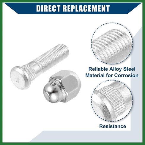 Motoforti No.52950-14140/52950-M1000 M12-1.5 Wheel Stud Bolt for Hyundai Elantra Santa for Kia Forte Rio/Front Rear Wheel Lug Stud/Alloy Steel 12.97mm Knurl 21mm Hex/ 1 Set Long-lasting in Saudi Arabia
