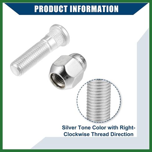 Motoforti No.52950-14140/52950-M1000 M12-1.5 Wheel Stud Bolt for Hyundai Elantra Santa for Kia Forte Rio/Front Rear Wheel Lug Stud/Alloy Steel 12.97mm Knurl 21mm Hex/ 1 Set Long-lasting in Saudi Arabia
