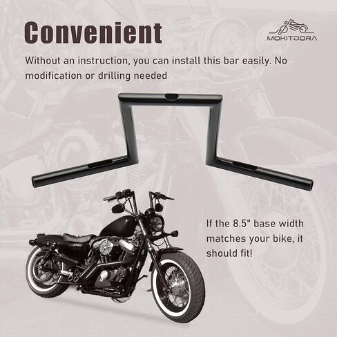 MoKitDora 12 بوصة ارتفاع 1 بوصة سمين 1 بوصة مشبك Chizeled المقود الكلاسيكي Z القضبان لـ Harley 07-later Sportster XL 883 1200 & '06-'17 FXDB '96-'07 FXDWG Yamaha Virago XV Honda، أسود لامع جديد in Saudi Arabia