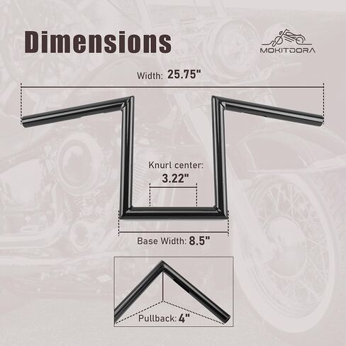 MoKitDora 12 بوصة ارتفاع 1 بوصة سمين 1 بوصة مشبك Chizeled المقود الكلاسيكي Z القضبان لـ Harley 07-later Sportster XL 883 1200 & '06-'17 FXDB '96-'07 FXDWG Yamaha Virago XV Honda، أسود لامع جديد in Saudi Arabia