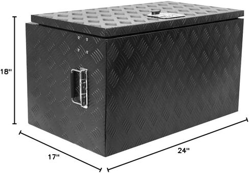 24 Inch Heavy Duty Aluminum Tool Box - Waterproof Square Truck Storage Organizer Chest for Pickup Truck Bed, RV Trailer - T-Handle Lock and Keys Included 24"(L) x 17"(W) x 18"(H) in Kuwait