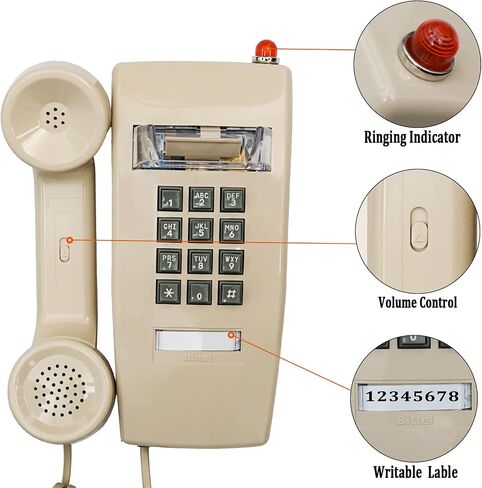 Old Style Retro Wall Mount Phone Extra Loud Ringer, Flash,Volume Control Corded Wall Phone with Big Button, Waterproof Wall Landline Telephone Hone Home Living Room Decor Phone, Red in Saudi Arabia