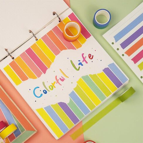 مجموعة شريط واشي 10 بكرات، شريط زخرفي ملون بعرض 164 قدم × 15 مم لمجلة الرصاص، واليوميات، ودفتر القصاصات، والفنون والحرف اليدوية in Kuwait