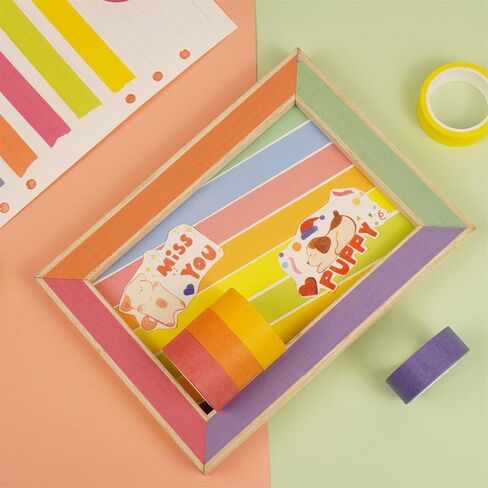 مجموعة شريط واشي 10 بكرات، شريط زخرفي ملون بعرض 164 قدم × 15 مم لمجلة الرصاص، واليوميات، ودفتر القصاصات، والفنون والحرف اليدوية in Kuwait