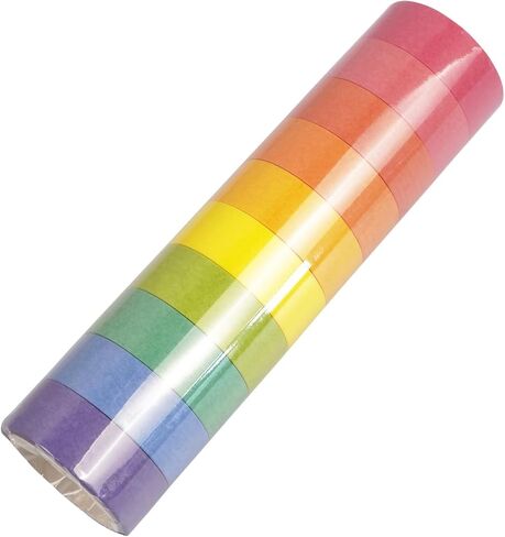 مجموعة شريط واشي 10 بكرات، شريط زخرفي ملون بعرض 164 قدم × 15 مم لمجلة الرصاص، واليوميات، ودفتر القصاصات، والفنون والحرف اليدوية in Kuwait