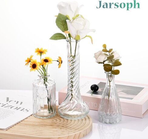 Glass Bud Vase, 15PCS Clear Small Flower Vase Set for Centerpieces, Vintage Vases in Bulk for Home Decor, Rustic Wedding, Floral Arrangements in Saudi Arabia