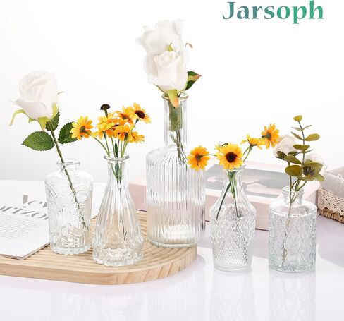 Glass Bud Vase, 15PCS Clear Small Flower Vase Set for Centerpieces, Vintage Vases in Bulk for Home Decor, Rustic Wedding, Floral Arrangements in Saudi Arabia