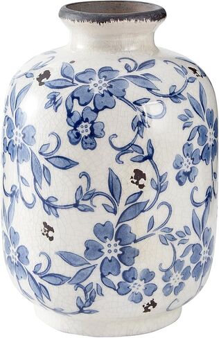 مزهرية من البورسلين الأزرق والأبيض، مزهرية من السيراميك لديكور المنزل، مزهريات للمطبخ، غرفة النوم، غرفة المعيشة، الحمام، وديكورات الطاولة المركزية على الرف (مثبت صغير) in Kuwait