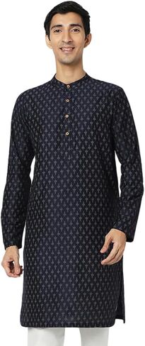 In-Sattva Men's Indian Mandarin Collar Geometric Patterned Long Kurta Tunic in Saudi Arabia