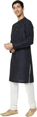 In-Sattva Men's Indian Mandarin Collar Geometric Patterned Long Kurta Tunic in Saudi Arabia