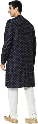 In-Sattva Men's Indian Mandarin Collar Geometric Patterned Long Kurta Tunic in Saudi Arabia