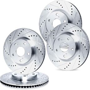 R1 Concepts Front Rear Brake Rotor Kit |Brake Rotors| Brake Disc |Drilled and Slotted|fits 2007-2019 BMW X5, X6
