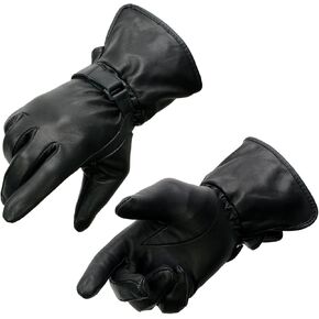 Milwaukee Leather MG7725 Women's Black Leather Gauntlet Motorcycle Hand Gloves W/ ‘Wrist Strap Closure and Lightly Lined’