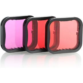 SOONSUN 4-Pack Dive Filter for GoPro Hero 5 6 7 Black Official Housing Case - Red, Light Red, Magenta, 5X Close-up Macro Filters - Color Correction for Various Underwater Video Photography Conditions