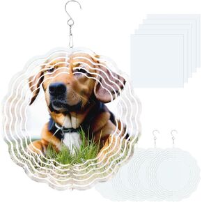 10 Pack Sublimation Wind Spinner 8 Inches Blanks 3D DIY Wind Sculptures Stainless Aluminum Hanging Ornaments Wind Powered Kinetic Trim Decor for Yards Gardens Windows Porch