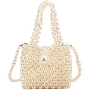 Women Pearl Clutch Bag Elegant Evening Handbag Handcrafted Beaded Purse for Wedding Party