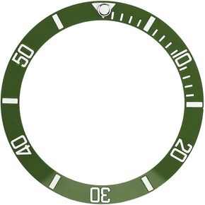 Sonew Ceramic Watch Bezel Insert Numbers Markers Wristwatch Loop Replacement Classic Ring Wristband(Green)