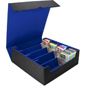 Tuzuaol 3000+ MTG Card Storage Box Trading Card Storage Box with Dividers, Magic Card Storage Box 4 Row, Trading Card Game Case for Sport Card (Black Gary)