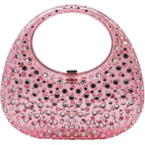 Clear Acrylic Clutch Purse Sparkle Rhinestone Evening Bag Acrylic Top-handle Handbag for Party Banquet
