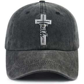 Jesus Cross Hat for Men Women, Funny Adjustable Cotton Embroidered Christian Religious Faith Baseball Cap
