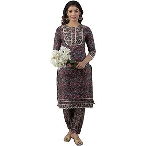 كورتي للنساء مطبوع جميل من Gota، كورتي قطني من الدانتيل مع فستان مريح بتصميم هندي من Palazzo من CLOTHING HUB
