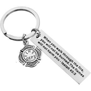 Firefighter Prayer Keychain Bible Verse Religious Gift Keychain