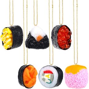 Sotiff 6 Pcs Xmas Sushi Ornaments Sushi Christmas Ornaments Resin Funny Sushi Roll Ornament Cute Sushi Decorative Hanging Ornaments for Home Christmas Party Decorations, 1.58 x 0.98 Inch(Classic)